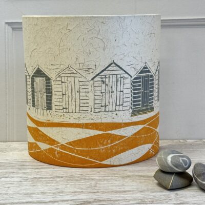 Grey and mustard beach huts half lampshade