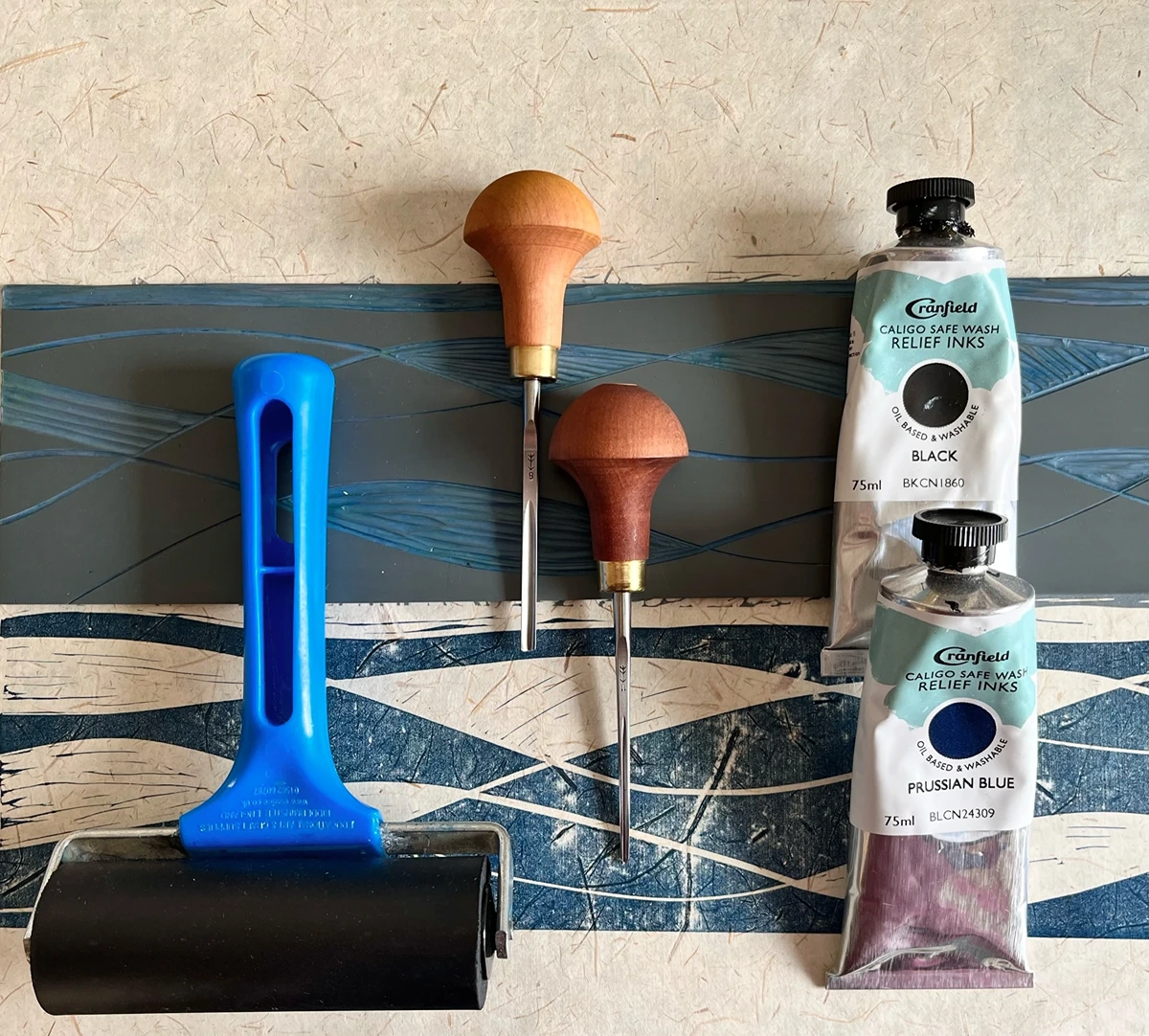Handprinting materials ArtShades studio