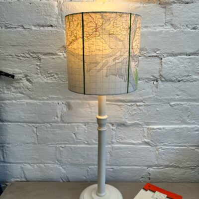 Vintage map lampshade of Pendine Sands made to order by Sarah Walker ArtShades