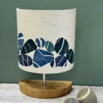 Handprinted lamp in shades of blue