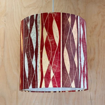 Hanging pendant lampshade in dark red stripes by ArtShades