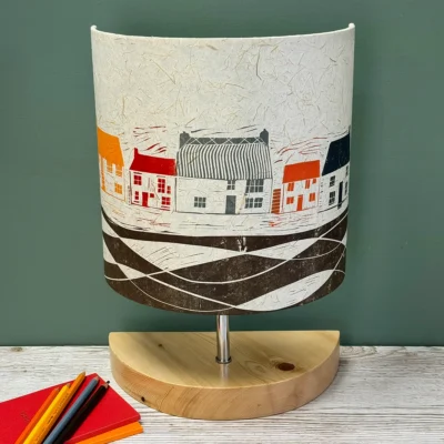 Colourful holiday cottage lamp by Sarah at ArtShades