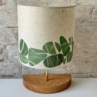 Green pebbles handprinted table lamp by ArtShades