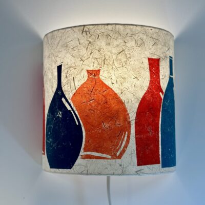 Wall light shade with brightly coloured bottle design by ArtShades