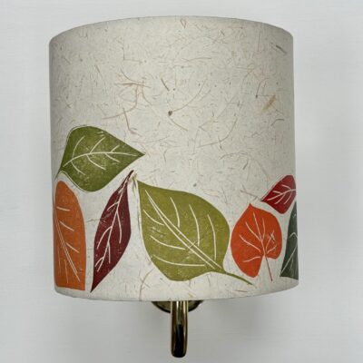 Leaf print wall light shade in orange, rust and green colours by ArtShades