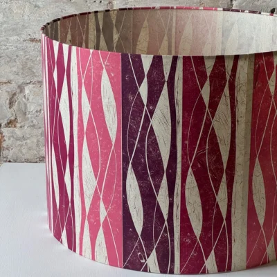 Large floor lamp shade in pinks and purples