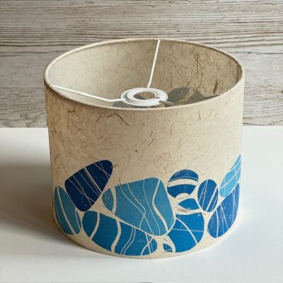 25cm diameter pendant shade with pebbles in tones of blue